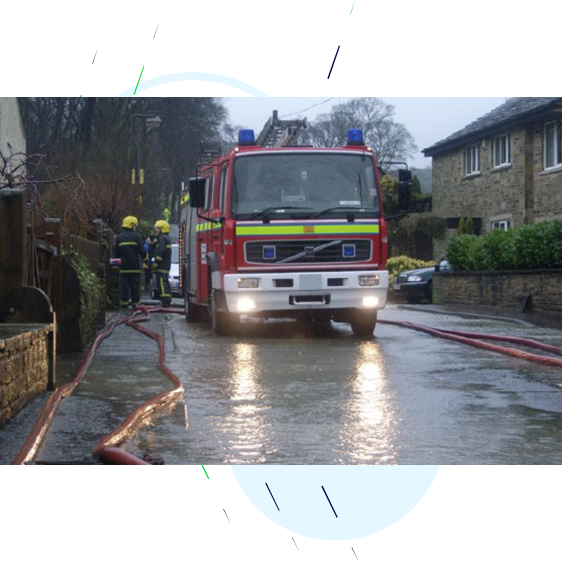 West Yorkshire fire service pumping flood water out of properties.