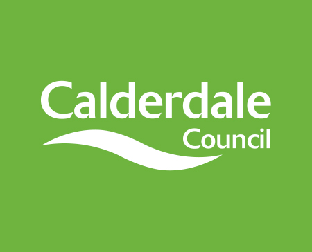 Calderdale Council green logo with white text.