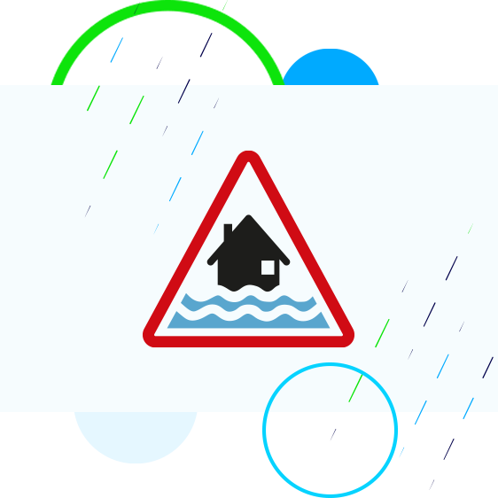 A red triangle is used for a flood warning.