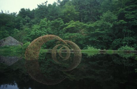 Beautiful horn shaped sculptures in Hebden Bridge mill pond