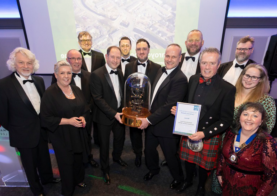 The Environment Agency receiving an award for the Mytholmroyd Flood Alleviation Scheme.