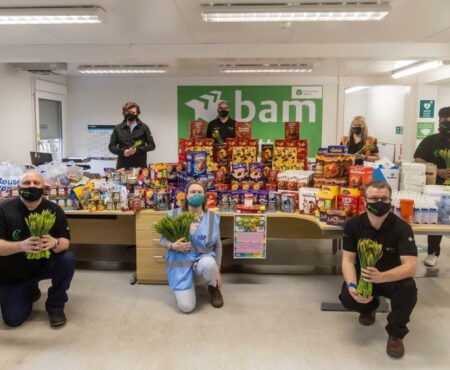 Members of the Mytholmroyd Project Team with Calder Community Cares, Jan Lymer with Easter Eggs collected for their Easter Appeal.