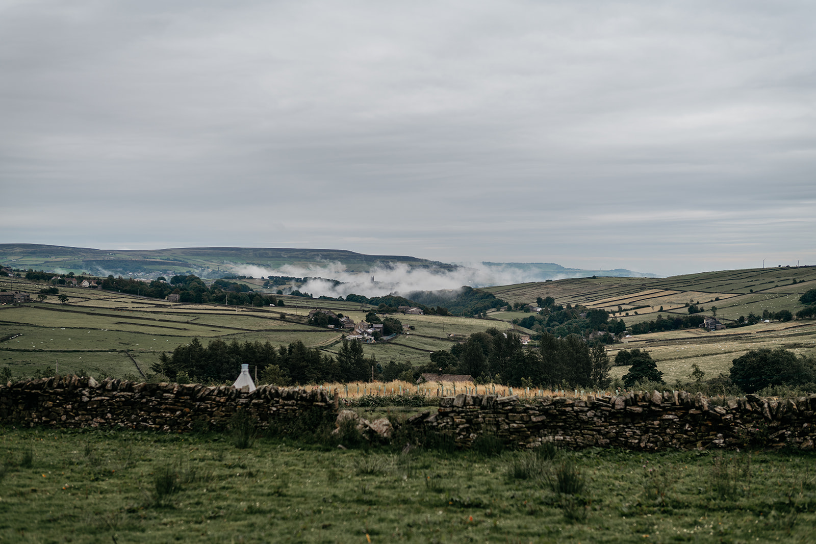 Hillsides in Calderdale with low lying clouds
