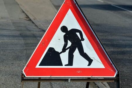 Road works sign