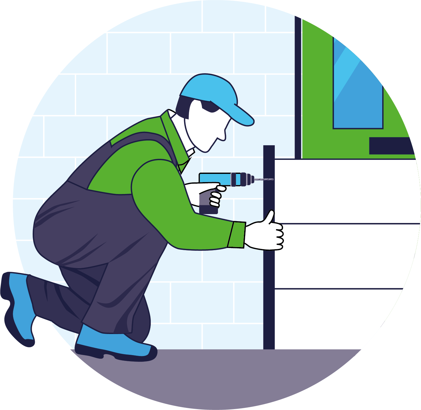 Man fitting a flood door