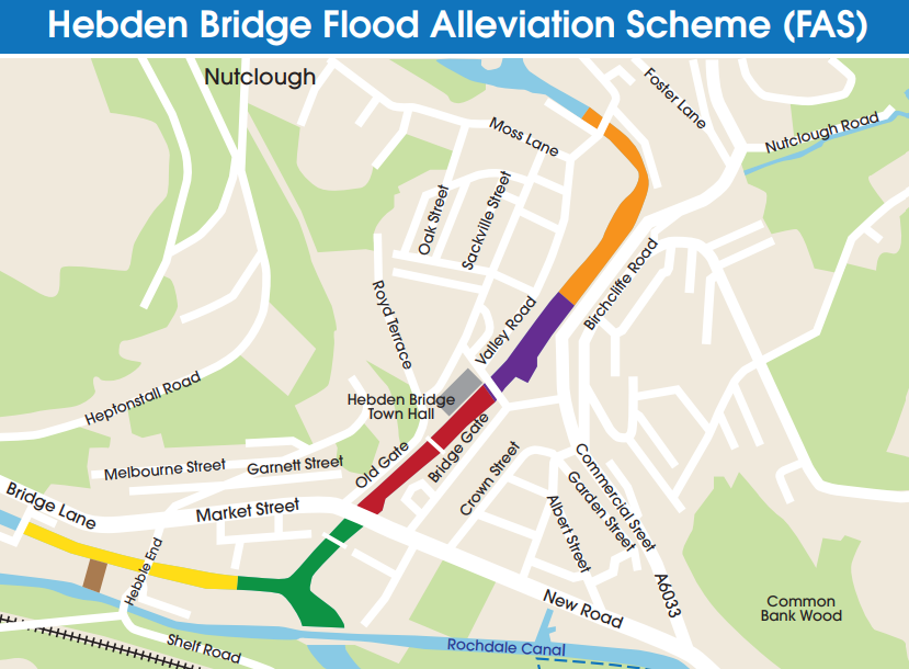 Map for Hebden Bridge Flood Alleviation Scheme