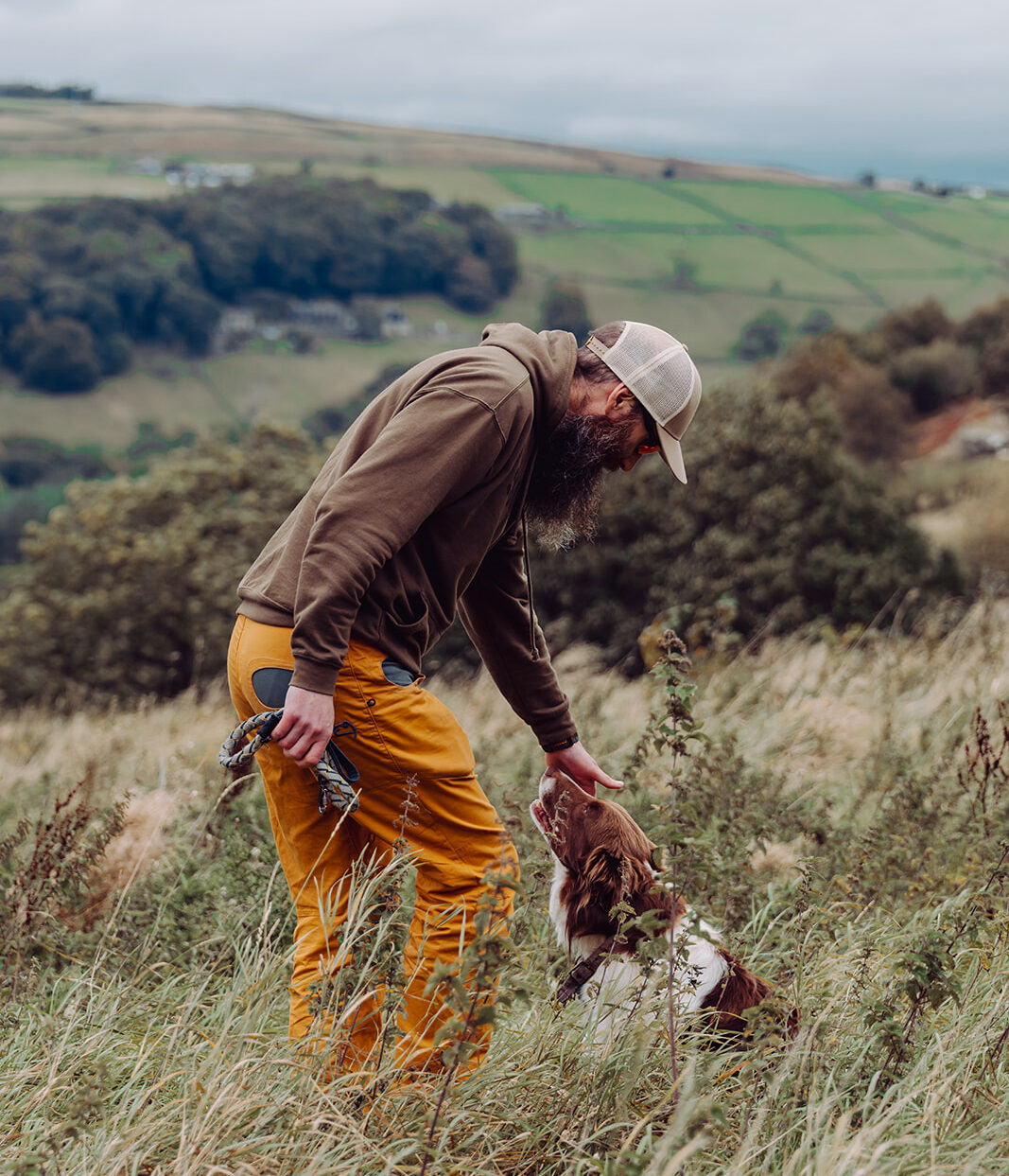 Landowner and dog at Annabut Lee farm