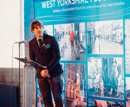 Cllr Scott Patient, Deputy Leader of Calderdale Council speaking at the West Yorkshire Flood Summit.