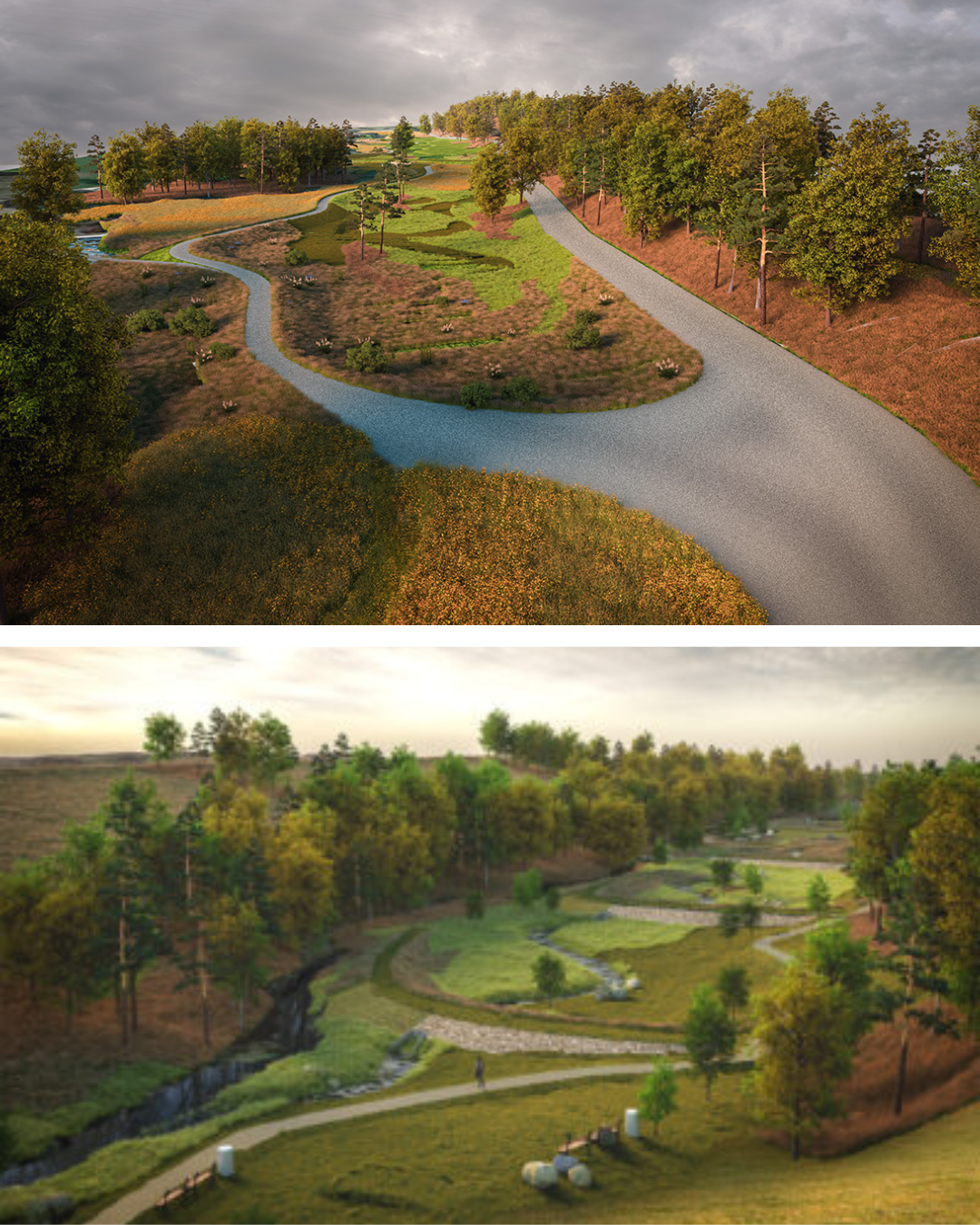 Artist impression of Whinney Hill park after the flood alleviation scheme is complete Artists impression of completed Wellholme Park