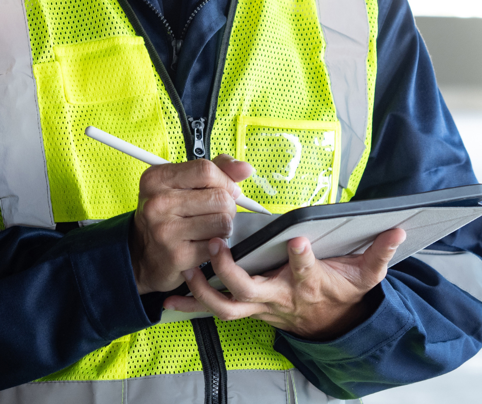 Person with high vis and clip board