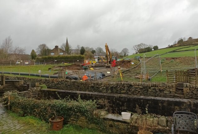 Cottonstones mill pond construction work.